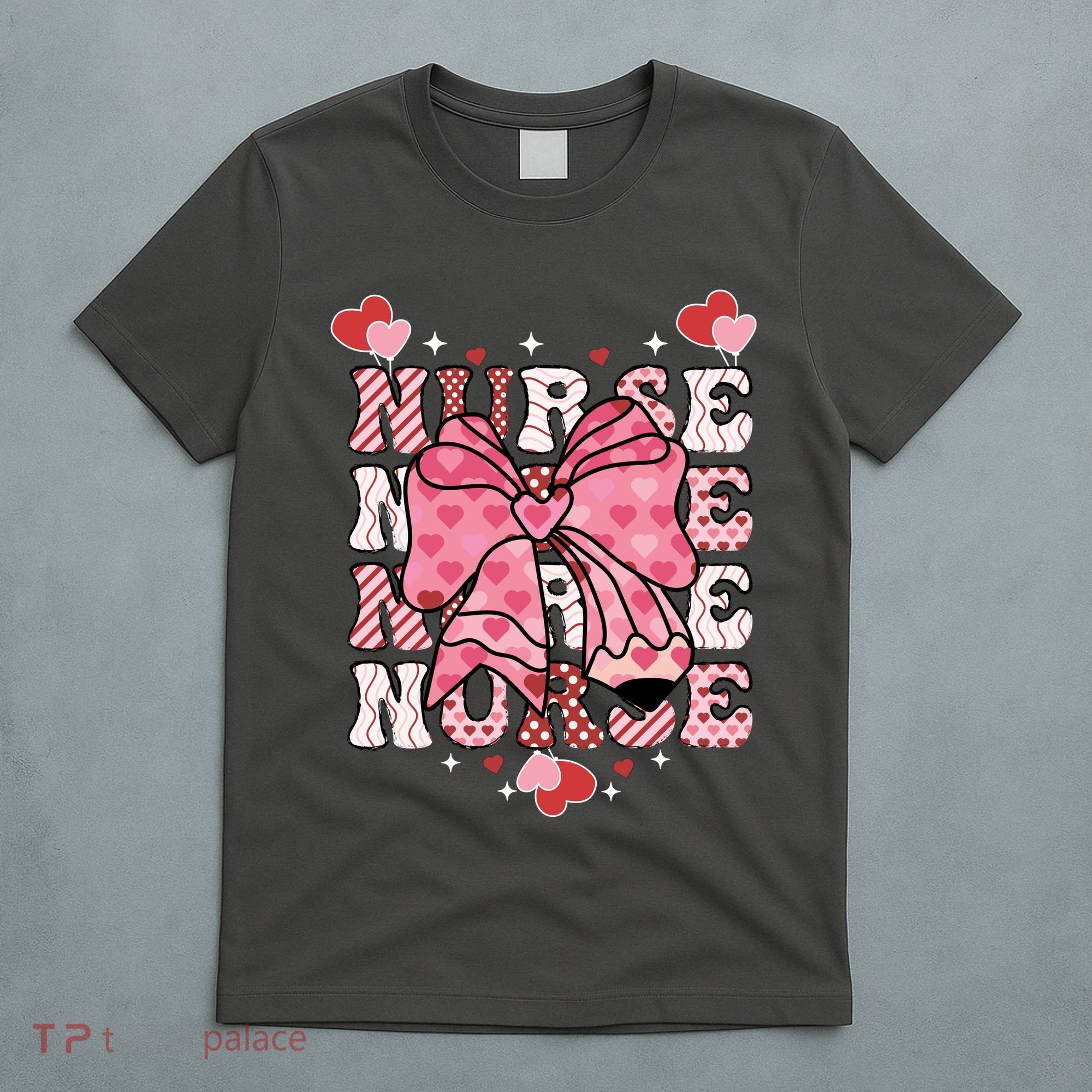 Cute Retro Valentines Day Nurse Heart Ribbon T-Shirt
