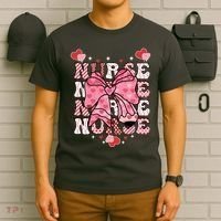 Cute Retro Valentines Day Nurse Heart Ribbon T-Shirt thumb 6