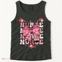Cute Retro Valentines Day Nurse Heart Ribbon Tank Top thumb 2
