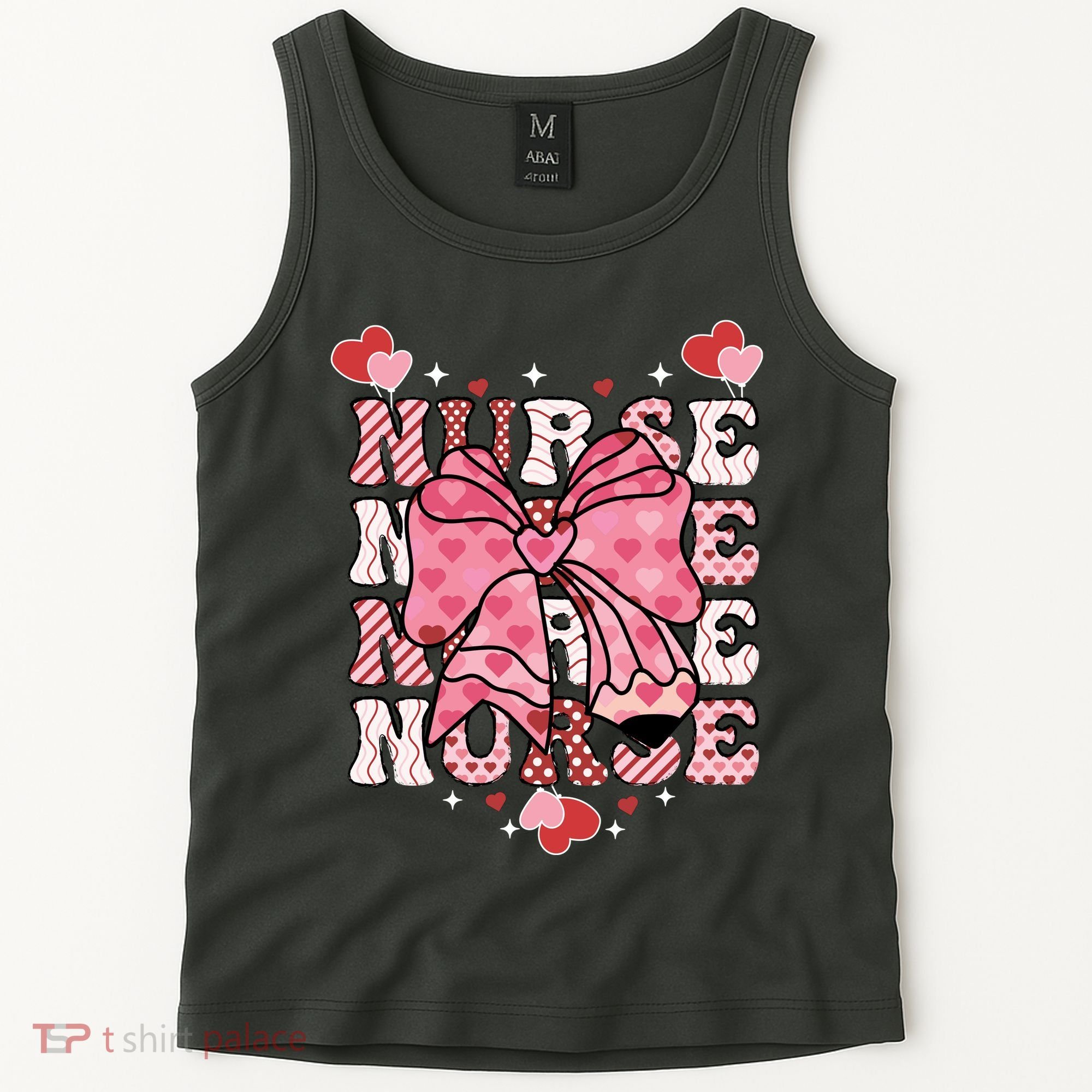 Cute Retro Valentines Day Nurse Heart Ribbon Tank Top