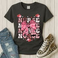 Cute Retro Valentines Day Nurse Heart Ribbon Women's T-Shirt thumb 3