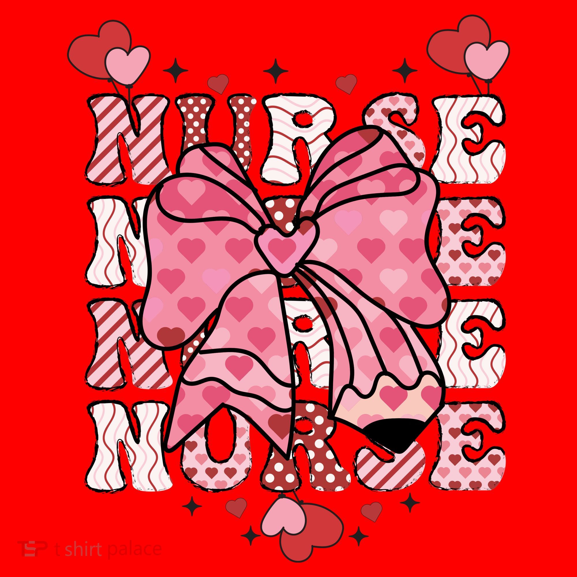 Cute Retro Valentines Day Nurse Heart Ribbon Santa Hat