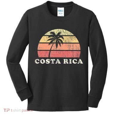 Costa Rica Vintage 70s Retro Throwback Design Kids Long Sleeve Shirt