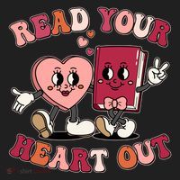 Cute Retro Valentine Read Your Heart Out Book Lover Reading Fan Women's Sweatshirt thumb 2