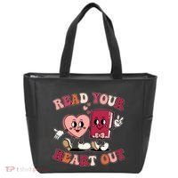 Cute Retro Valentine Read Your Heart Out Book Lover Reading Fan Tote Bag thumb 0