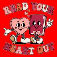 Cute Retro Valentine Read Your Heart Out Book Lover Reading Fan Santa Hat thumb 1