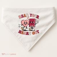 Cute Retro Valentine Read Your Heart Out Book Lover Reading Fan USA-Made Doggie Bandana thumb 0