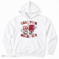 Cute Retro Valentine Read Your Heart Out Book Lover Reading Fan Hoodie thumb 0