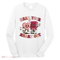 Cute Retro Valentine Read Your Heart Out Book Lover Reading Fan Long Sleeve Shirt thumb 0
