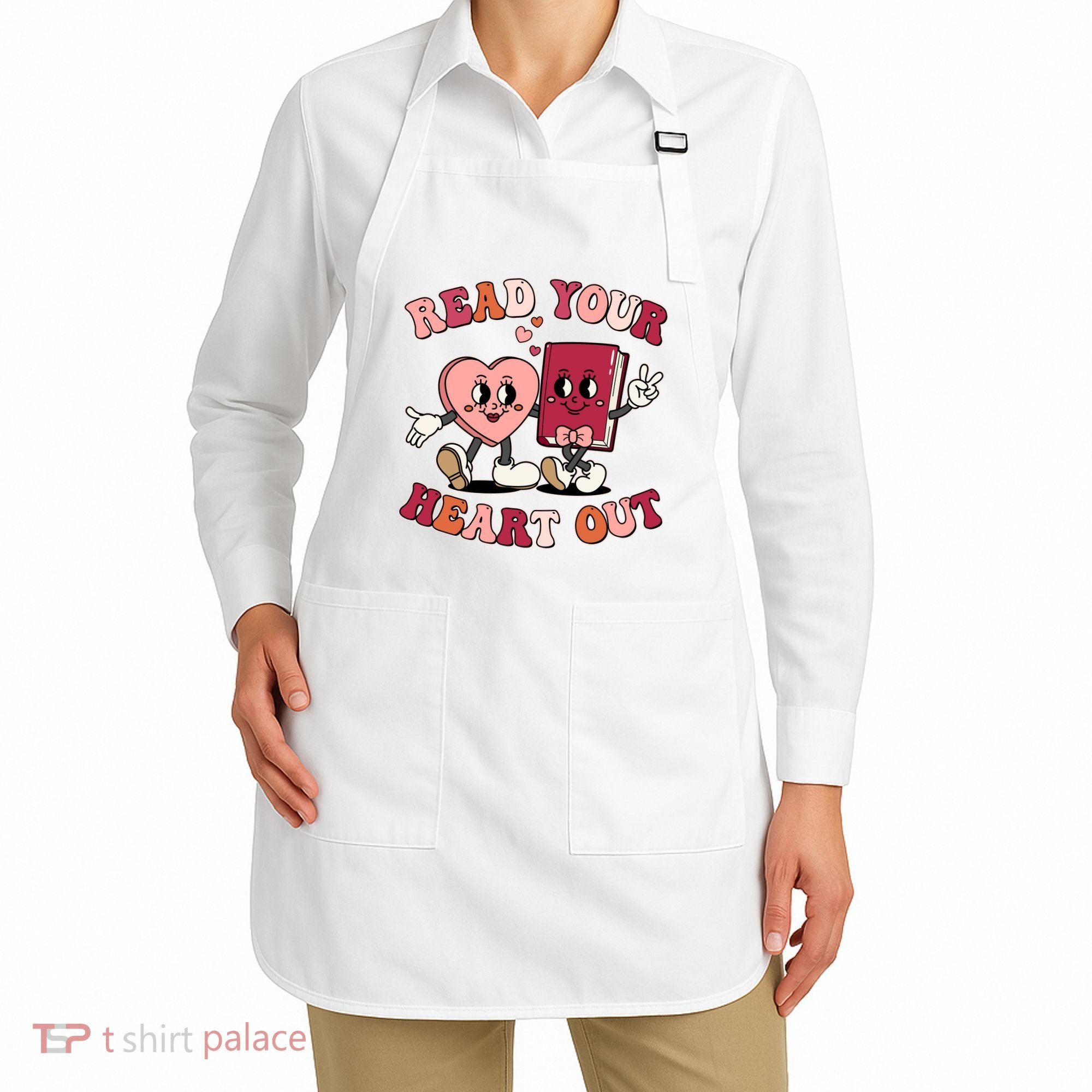 Cute Retro Valentine Read Your Heart Out Book Lover Reading Fan Apron
