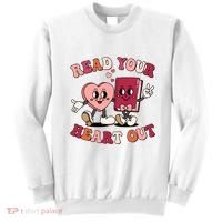 Cute Retro Valentine Read Your Heart Out Book Lover Reading Fan Sweatshirt thumb 0