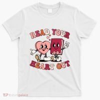 Cute Retro Valentine Read Your Heart Out Book Lover Reading Fan T-Shirt thumb 0