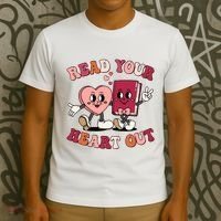 Cute Retro Valentine Read Your Heart Out Book Lover Reading Fan T-Shirt thumb 3
