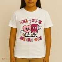 Cute Retro Valentine Read Your Heart Out Book Lover Reading Fan T-Shirt thumb 4