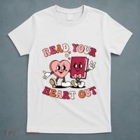 Cute Retro Valentine Read Your Heart Out Book Lover Reading Fan T-Shirt thumb 5