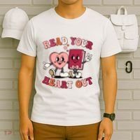 Cute Retro Valentine Read Your Heart Out Book Lover Reading Fan T-Shirt thumb 6
