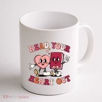 Cute Retro Valentine Read Your Heart Out Book Lover Reading Fan Coffee Mug thumb 1