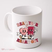 Cute Retro Valentine Read Your Heart Out Book Lover Reading Fan Coffee Mug thumb 0