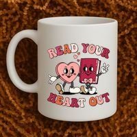 Cute Retro Valentine Read Your Heart Out Book Lover Reading Fan Coffee Mug thumb 2