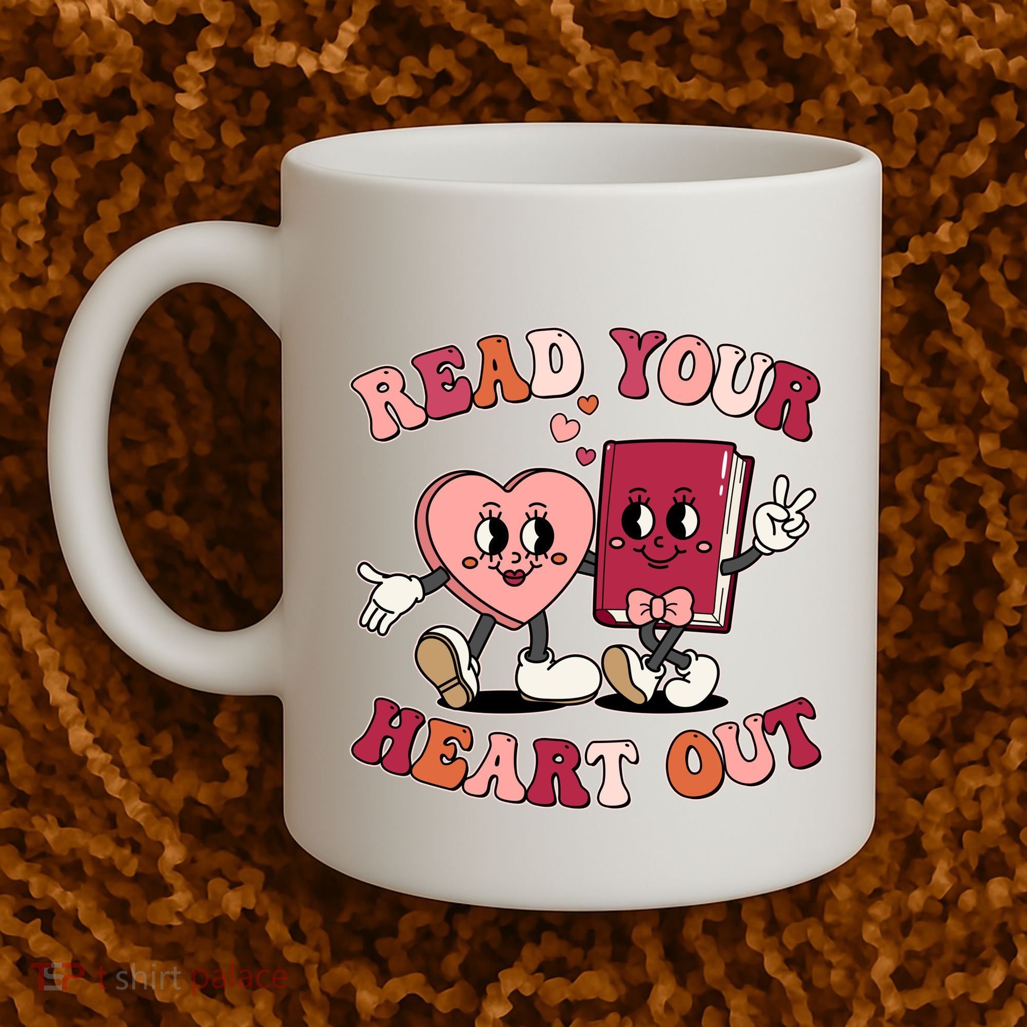 Cute Retro Valentine Read Your Heart Out Book Lover Reading Fan Coffee Mug
