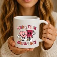 Cute Retro Valentine Read Your Heart Out Book Lover Reading Fan Coffee Mug thumb 3