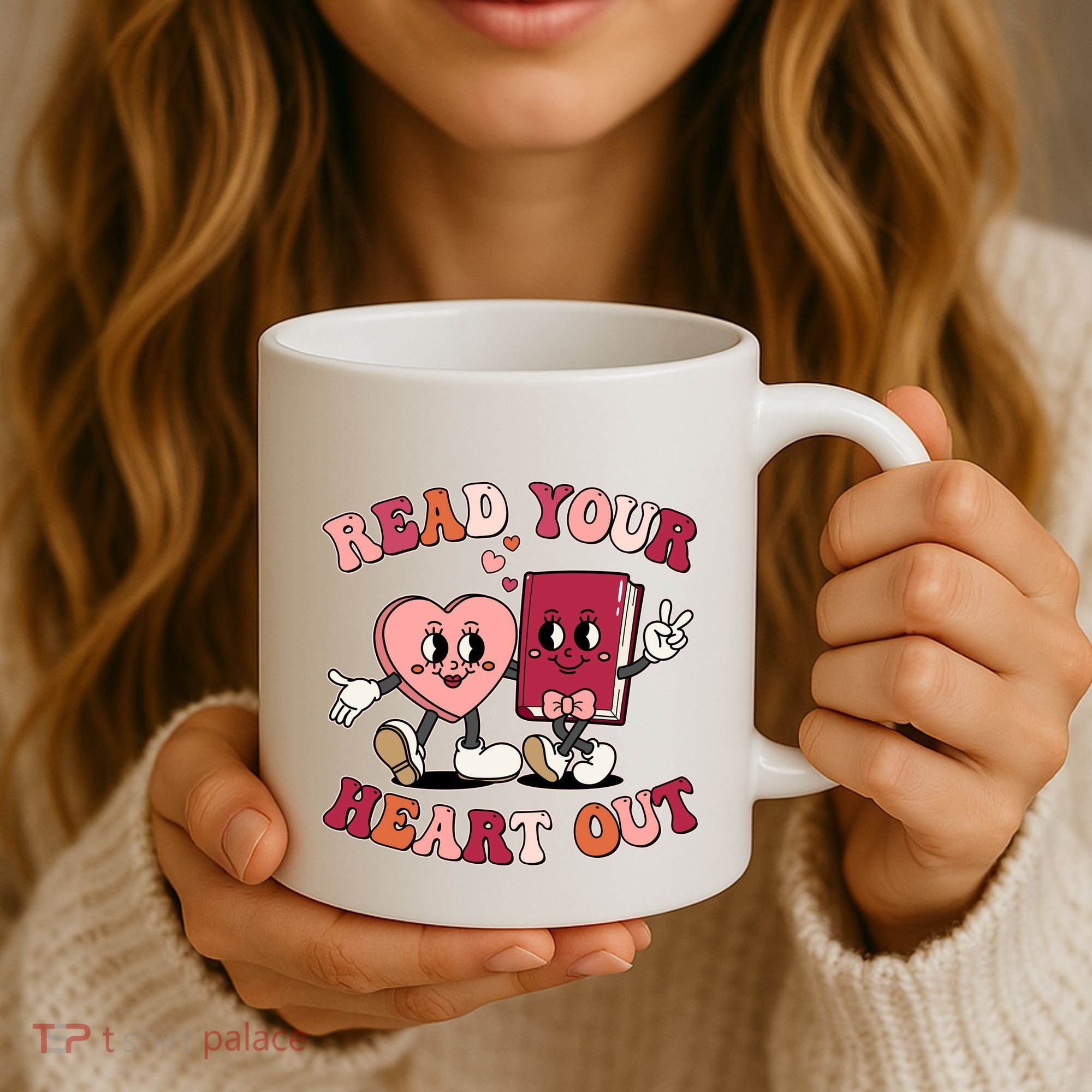Cute Retro Valentine Read Your Heart Out Book Lover Reading Fan Coffee Mug