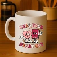 Cute Retro Valentine Read Your Heart Out Book Lover Reading Fan Coffee Mug thumb 4
