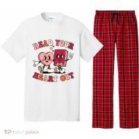 Cute Retro Valentine Read Your Heart Out Book Lover Reading Fan Pajama Set thumb 0