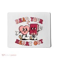 Cute Retro Valentine Read Your Heart Out Book Lover Reading Fan Mousepad thumb 0
