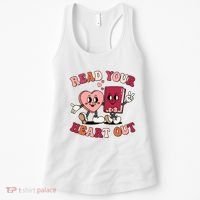 Cute Retro Valentine Read Your Heart Out Book Lover Reading Fan Women's Tank Top thumb 0