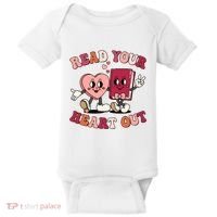 Cute Retro Valentine Read Your Heart Out Book Lover Reading Fan Baby Bodysuit thumb 0