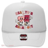 Cute Retro Valentine Read Your Heart Out Book Lover Reading Fan Hat thumb 0