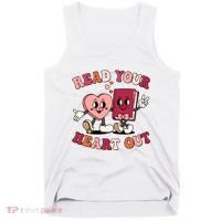 Cute Retro Valentine Read Your Heart Out Book Lover Reading Fan Tank Top thumb 0