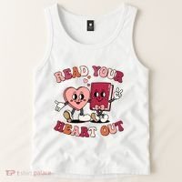Cute Retro Valentine Read Your Heart Out Book Lover Reading Fan Tank Top thumb 2