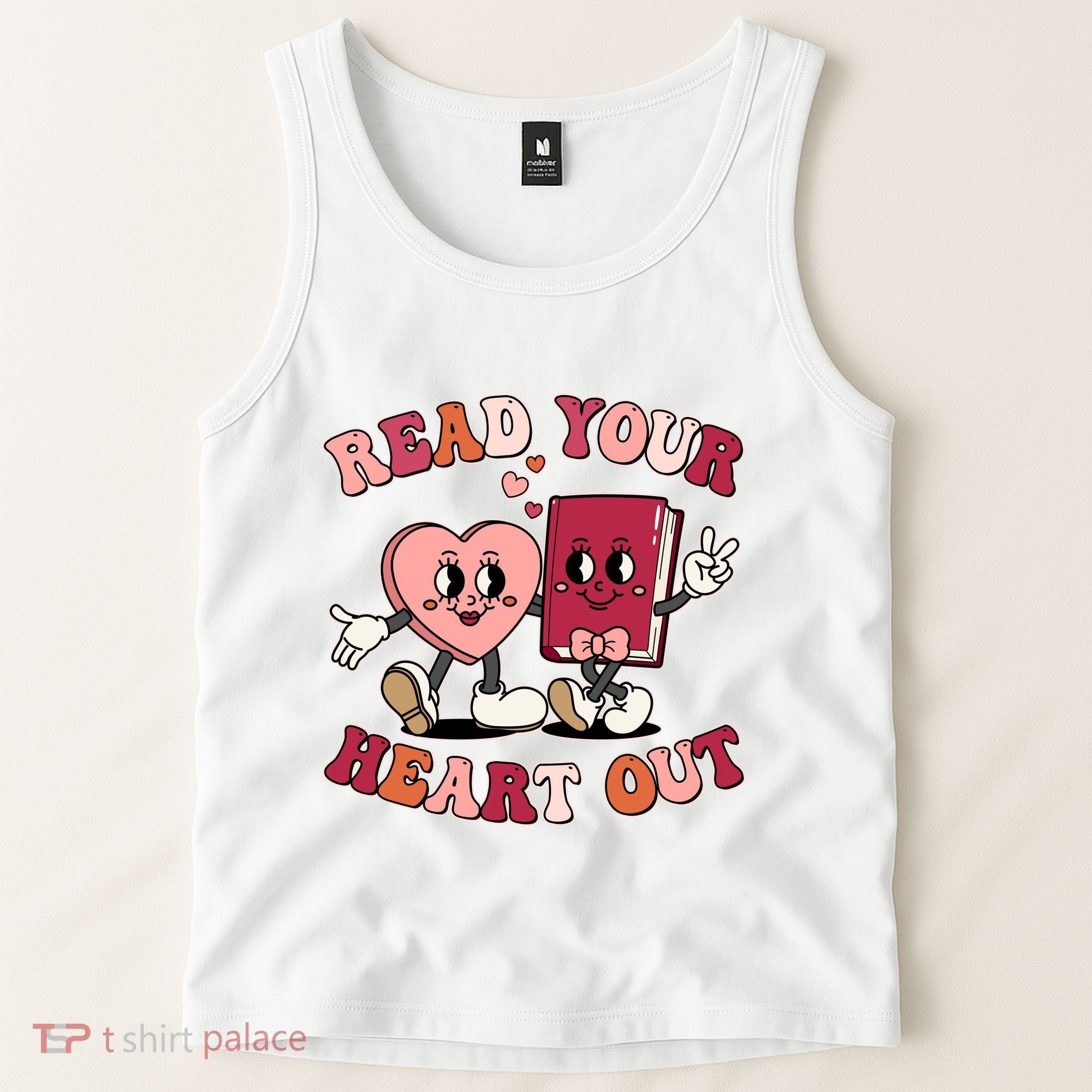 Cute Retro Valentine Read Your Heart Out Book Lover Reading Fan Tank Top
