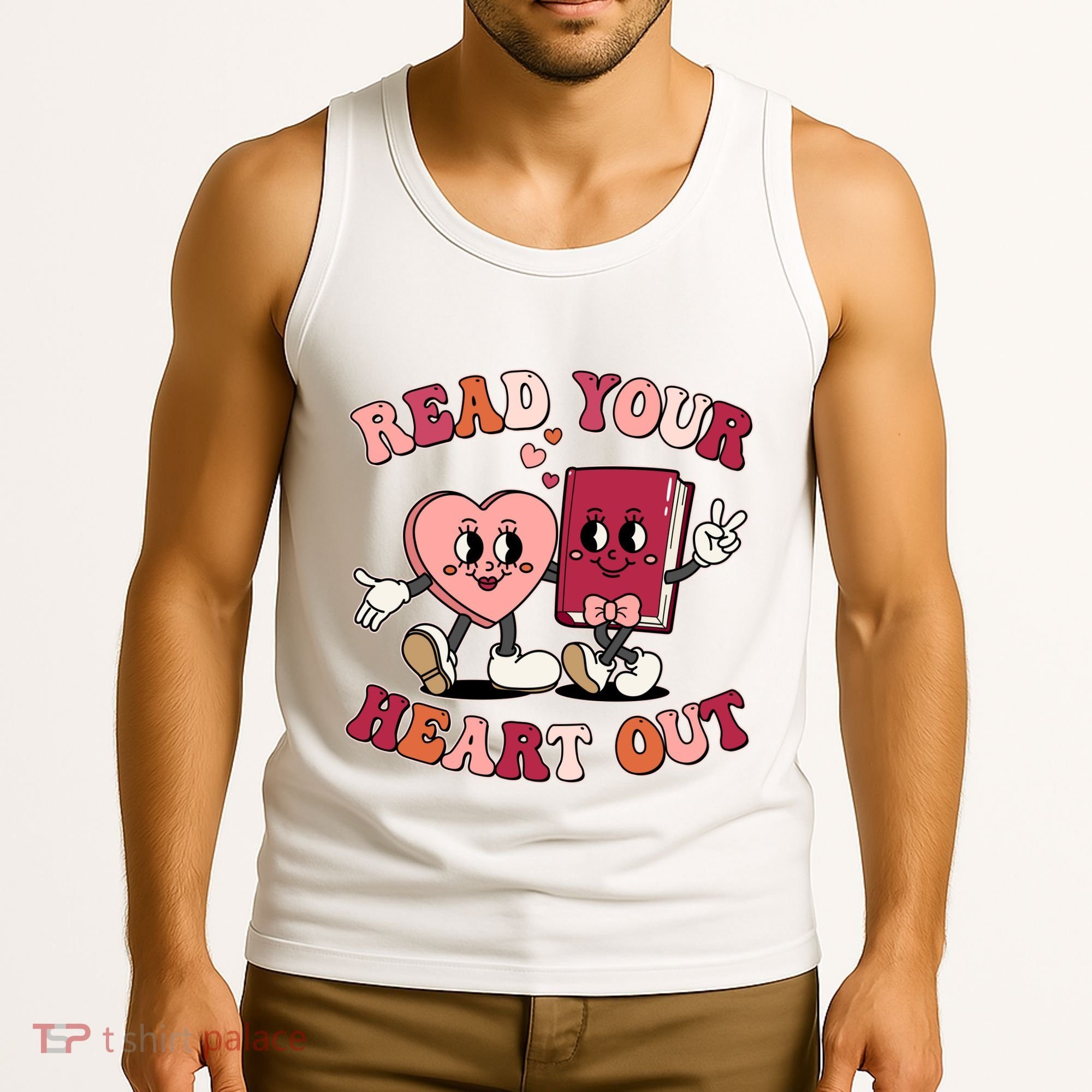 Cute Retro Valentine Read Your Heart Out Book Lover Reading Fan Tank Top