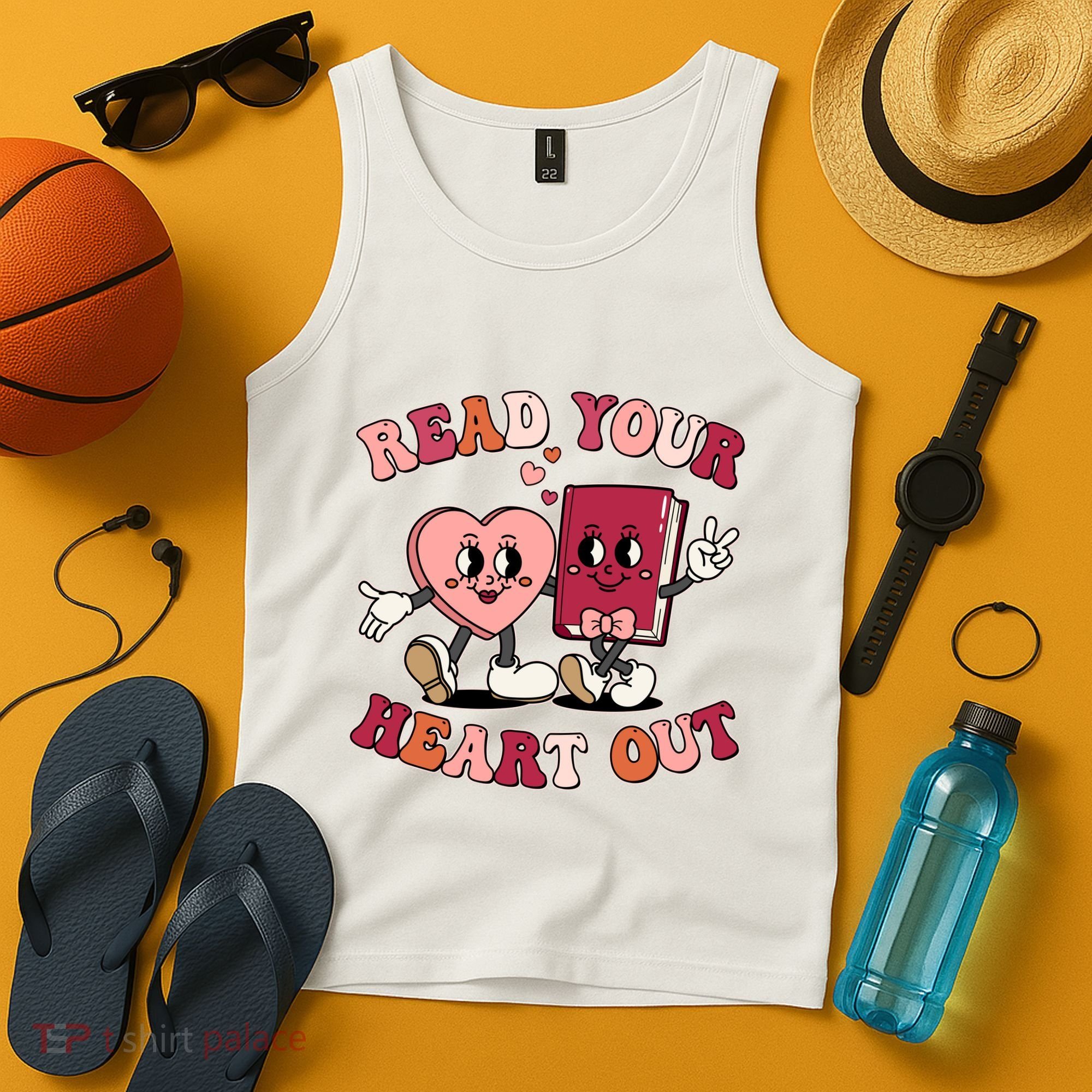 Cute Retro Valentine Read Your Heart Out Book Lover Reading Fan Tank Top