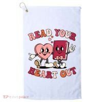 Cute Retro Valentine Read Your Heart Out Book Lover Reading Fan Golf Towel thumb 0