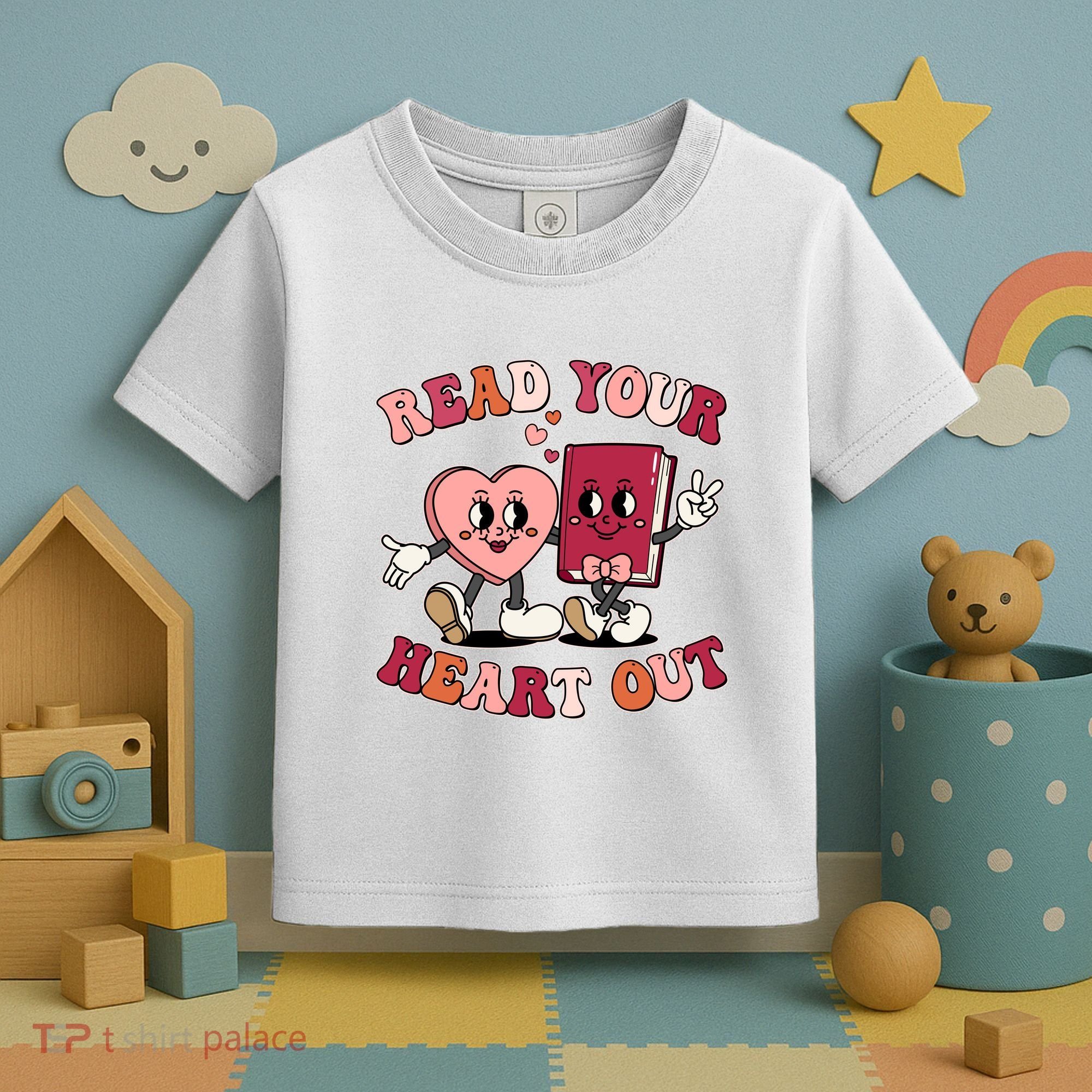 Cute Retro Valentine Read Your Heart Out Book Lover Reading Fan Toddler T-Shirt