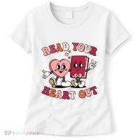 Cute Retro Valentine Read Your Heart Out Book Lover Reading Fan Women's T-Shirt thumb 0