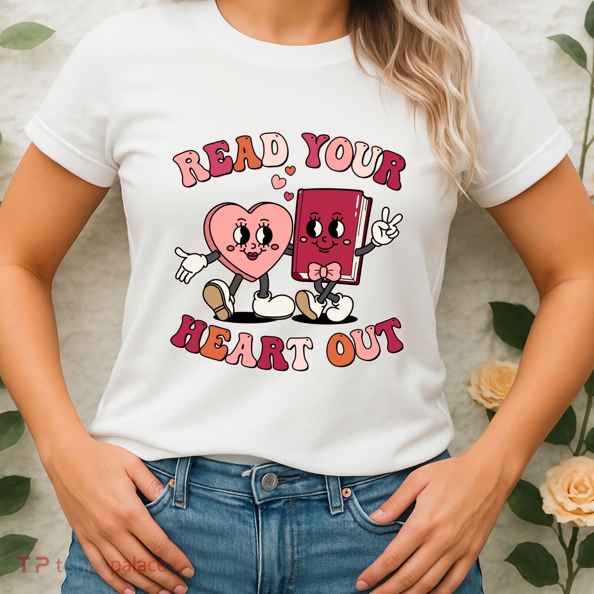 Cute Retro Valentine Read Your Heart Out Book Lover Reading Fan Women's T-Shirt