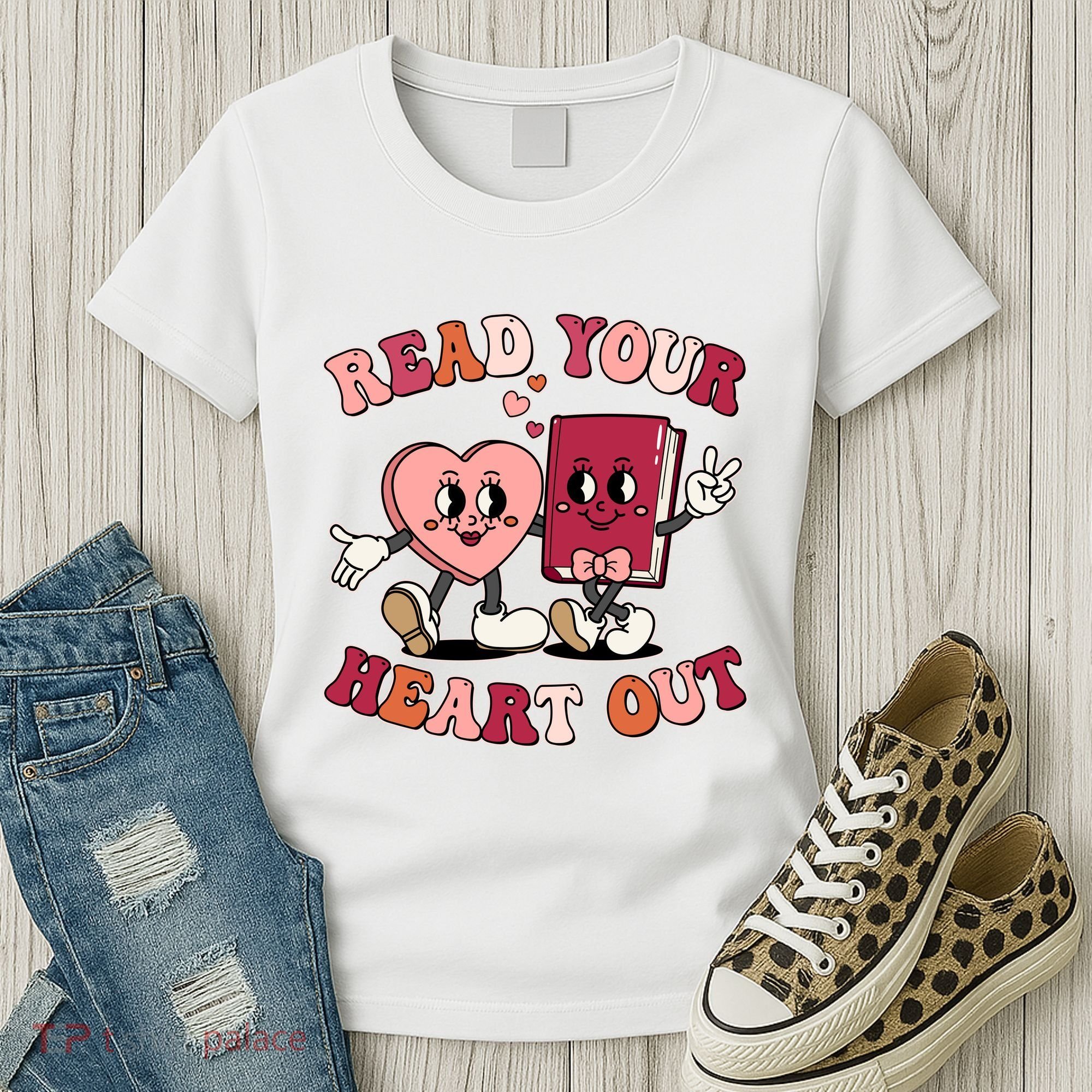 Cute Retro Valentine Read Your Heart Out Book Lover Reading Fan Women's T-Shirt