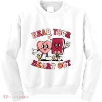 Cute Retro Valentine Read Your Heart Out Book Lover Reading Fan Kids Sweatshirt thumb 0