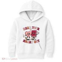Cute Retro Valentine Read Your Heart Out Book Lover Reading Fan Kids Hoodie thumb 0