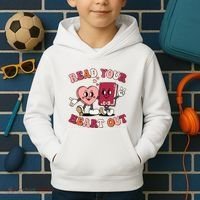 Cute Retro Valentine Read Your Heart Out Book Lover Reading Fan Kids Hoodie thumb 2