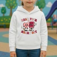 Cute Retro Valentine Read Your Heart Out Book Lover Reading Fan Kids Hoodie thumb 3