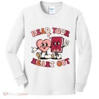 Cute Retro Valentine Read Your Heart Out Book Lover Reading Fan Kids Long Sleeve Shirt thumb 0