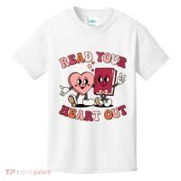 Cute Retro Valentine Read Your Heart Out Book Lover Reading Fan Kids T-Shirt thumb 0