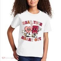 Cute Retro Valentine Read Your Heart Out Book Lover Reading Fan Kids T-Shirt thumb 2
