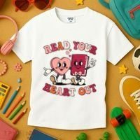 Cute Retro Valentine Read Your Heart Out Book Lover Reading Fan Kids T-Shirt thumb 3